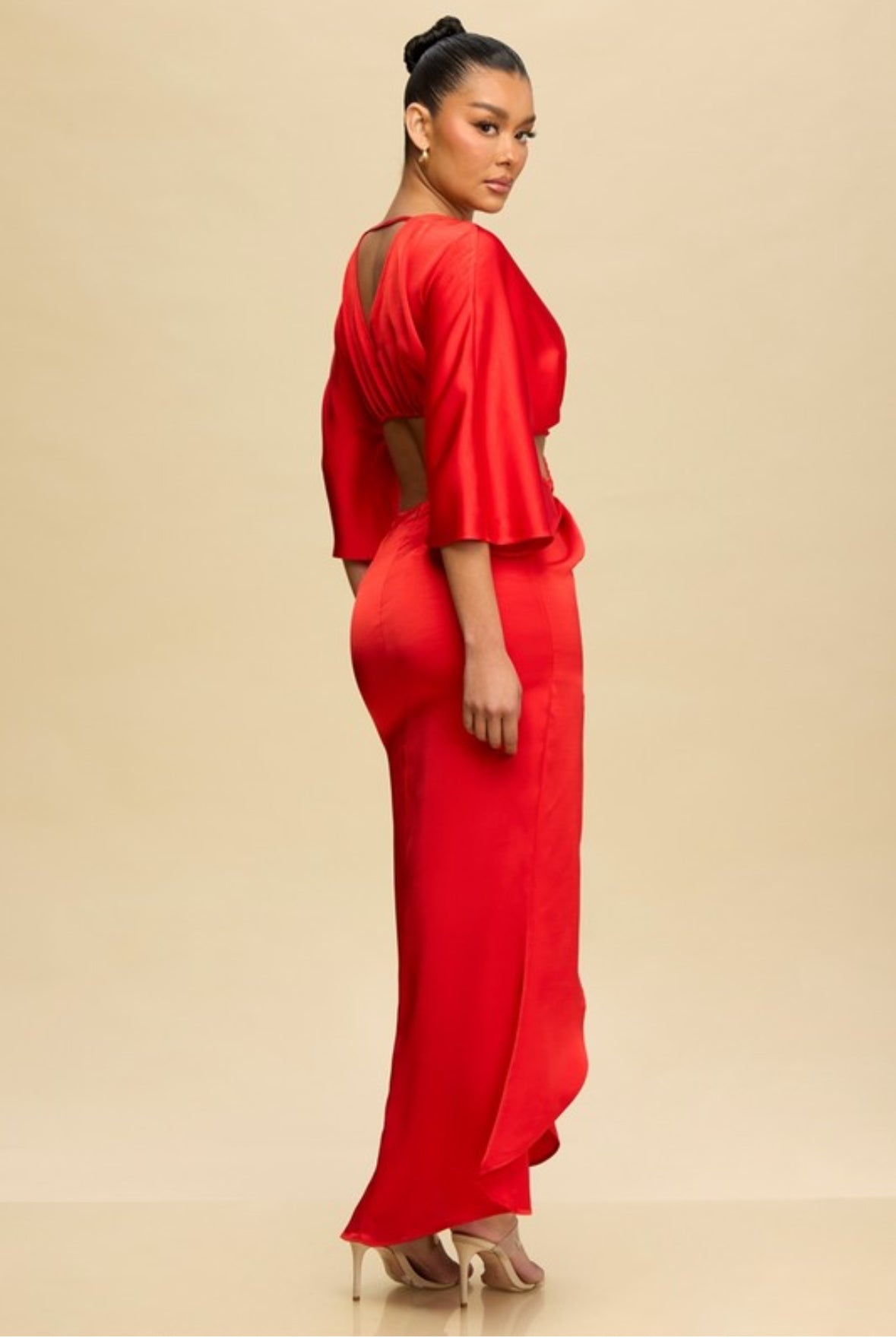 Vestido satinado rojo