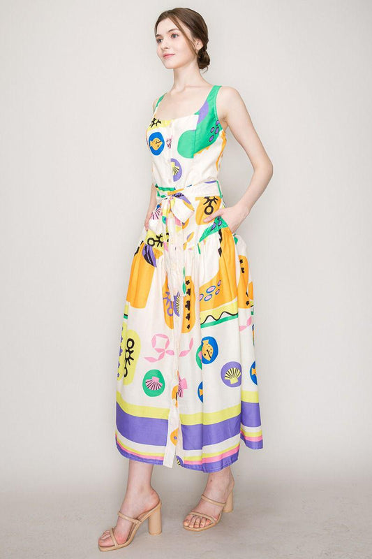 High waist print maxi skirt & top