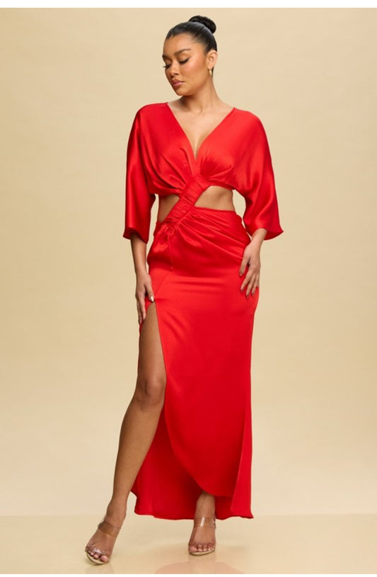 Vestido satinado rojo