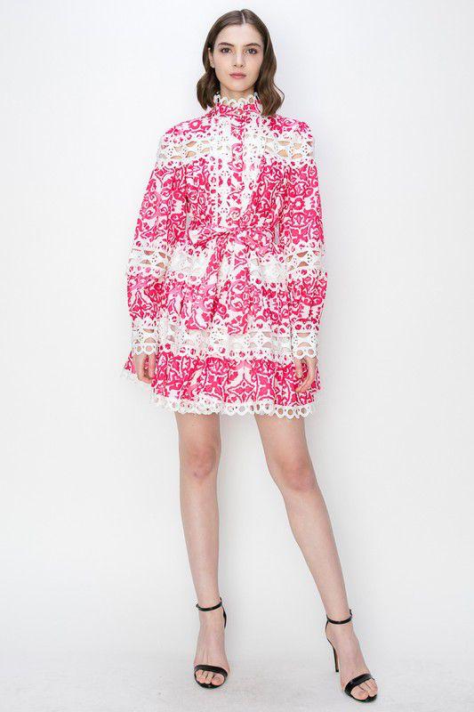 Crochet lace mini dress